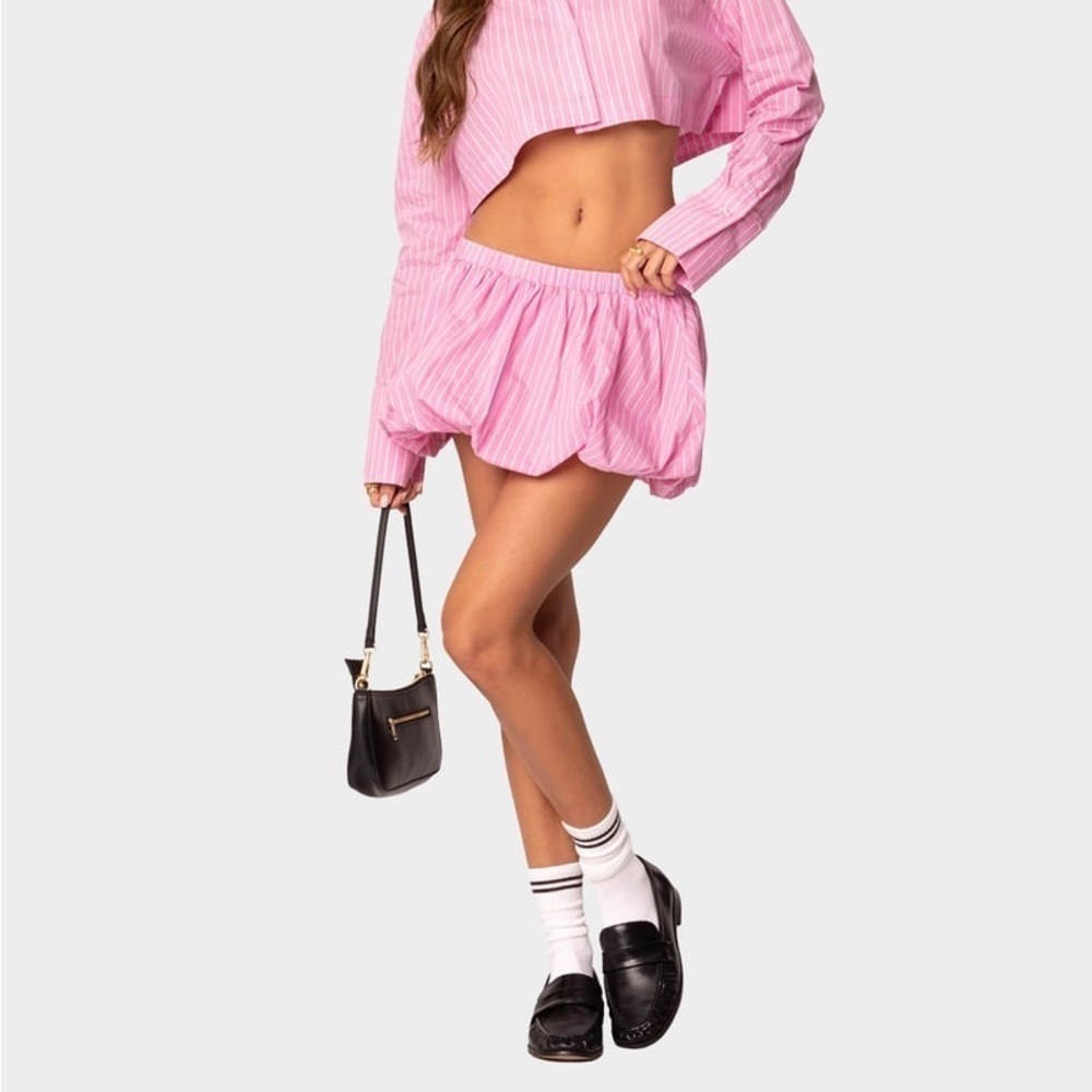 Edikted Pink Bubble mini skirt Elastic Waistband Lightweight